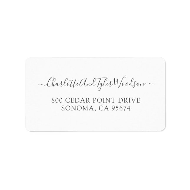 Elegant Script Name Newlywed Return Address Label (Front)