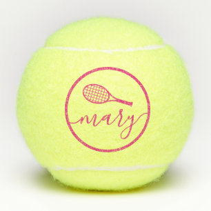 Elegant Script Name Pink Personalised  Tennis Balls