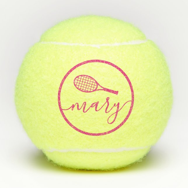 Elegant Script Name Pink Personalised  Tennis Balls (Front)