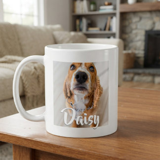 Elegant Script Name Puppy Dog Cat Pet Photo Coffee Mug