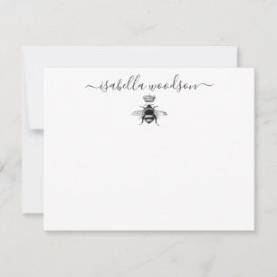 Elegant Script Name Queen Bee Crown Card