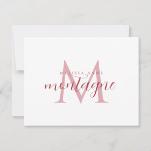 Elegant Script Name Red Monogram Flat Note Card