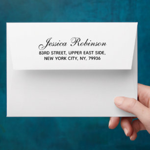 Elegant Script Name Return Address White 5x7 DIY Envelope