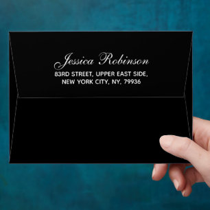 Elegant Script Name Return Address White 5x7 DIY Envelope