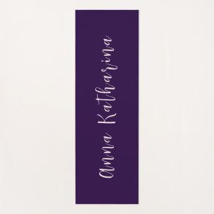 Elegant Script Name Solid Deep Violet Yoga Mat