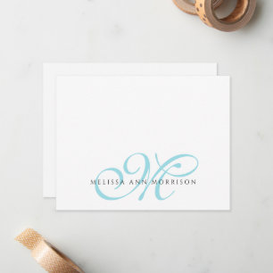Elegant Script Name Teal Monogram Card