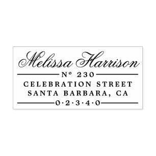 Elegant Script Name Vintage Return Address Rubber Stamp