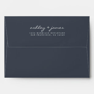 Elegant Script Names Blue Wedding Return Address Envelope