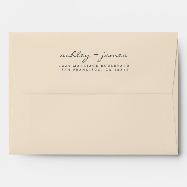 Elegant Script Names Ivory Wedding Return Address Envelope (Back (Top Flap))