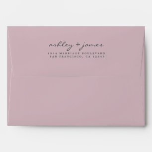 Elegant Script Names Purple Wedding Return Address Envelope