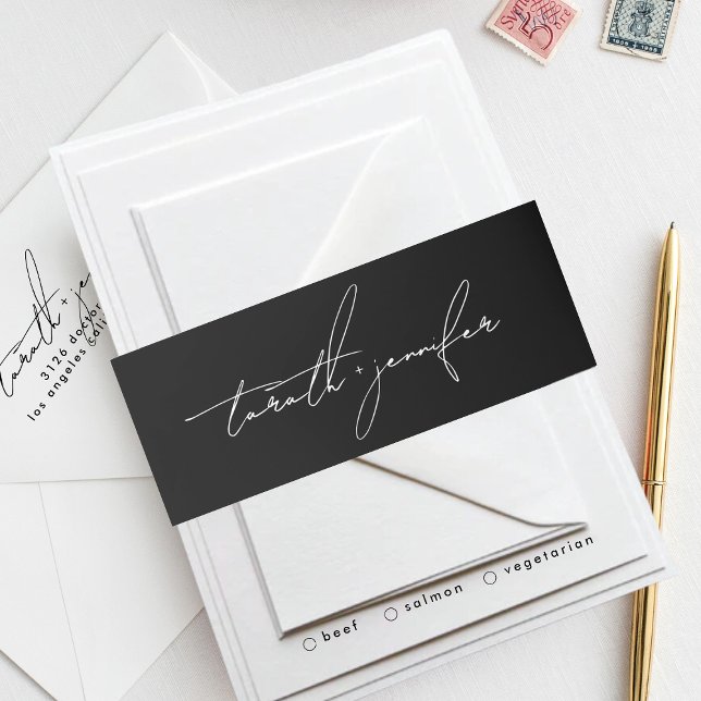 Elegant Script names Wedding Invitation Belly Band (Creator Uploaded)