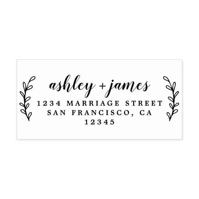 Elegant Script Names Wedding Return Address Rubber Stamp (Imprint)