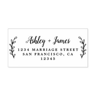 Elegant Script Names Wedding Return Address Self-inking Stamp