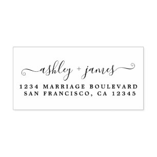 Elegant Script Names Wedding Return Address Self-inking Stamp