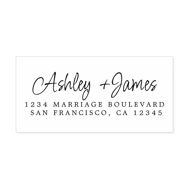 Elegant Script Names Wedding Return Address  Self-inking Stamp (Design)