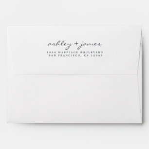 Elegant Script Names White Wedding Return Address Envelope