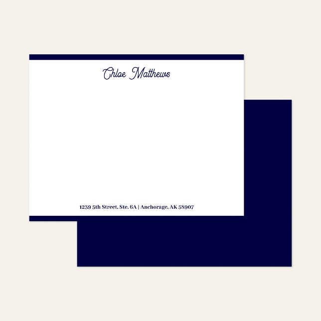 Elegant Script Navy Blue Stationery Border  Card (Creator Uploaded)