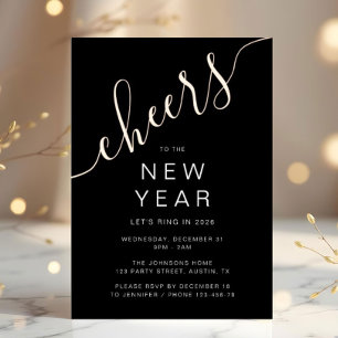 Elegant Script New Year Party Rose Gold