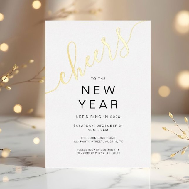 Elegant Script New Year's Eve Party  (Elegant Script New Year's Eve Party Foil Invitation)