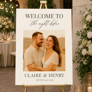 Elegant Script Night Before Photo Wedding Welcome Poster