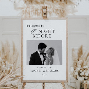 Elegant Script Night Before Photo Wedding Welcome Poster