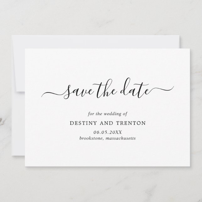 Elegant Script Non Photo Simple Modern Wedding Save The Date (Front)