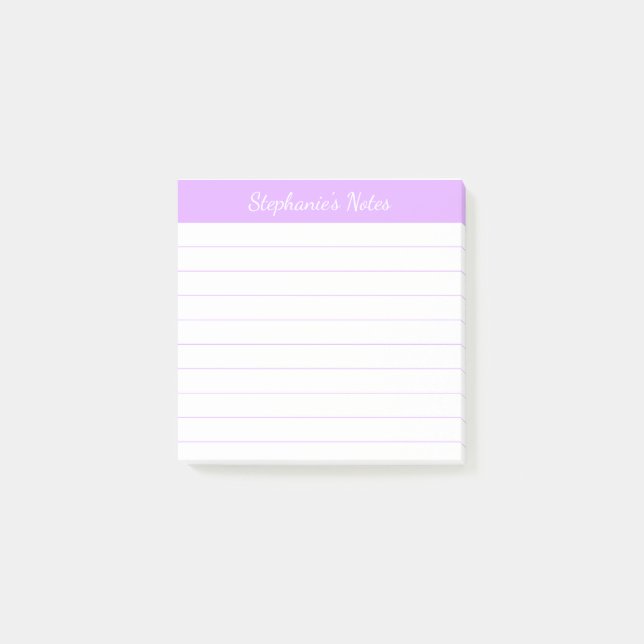 Elegant Script Notes Light Lavender Lined (Front)