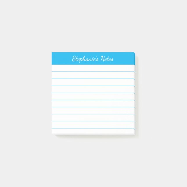 Elegant Script Notes Sky Blue Lined (Front)