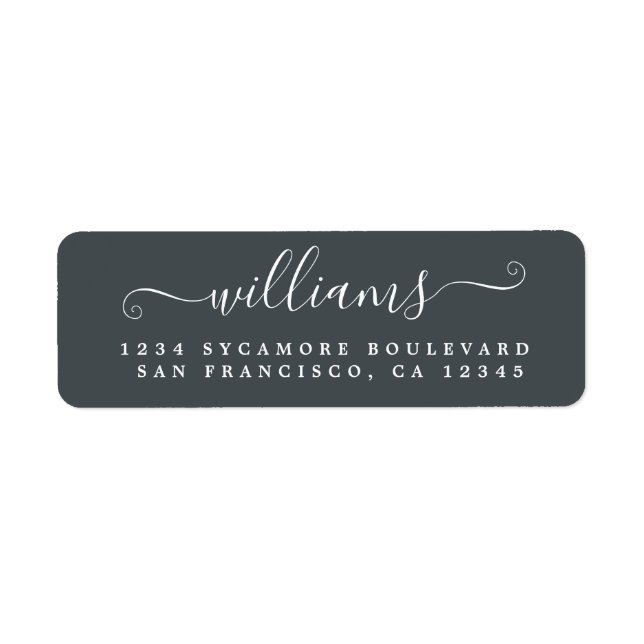 Elegant Script Off-Black Family Return Address (Front)