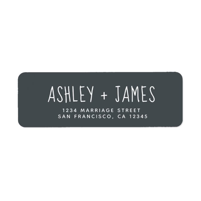 Elegant Script Off-Black Wedding Return Address (Front)