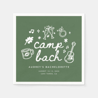Elegant Script Olive Green Camp Bachelorette Party Napkin