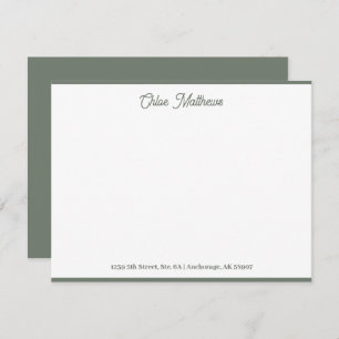 Elegant Script Olive Green Stationery Border Card