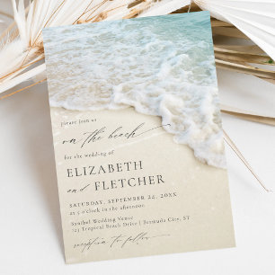 Elegant Script On The Beach Wedding Invitation