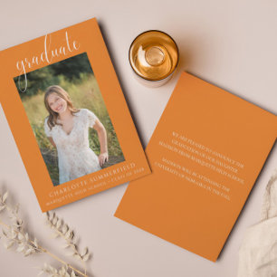 Elegant Script Orange Graduation Announcement