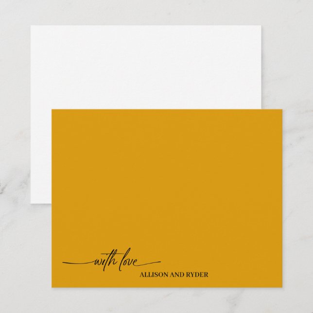 Elegant Script Orange Mango With Love Thank You Card (Front/Back)