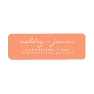 Elegant Script Orange Wedding Return Address