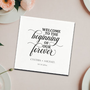 Elegant Script 'our Forever' Wedding Napkin