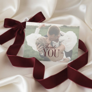 Elegant Script Overlay Double-sided Photo Thank You Card