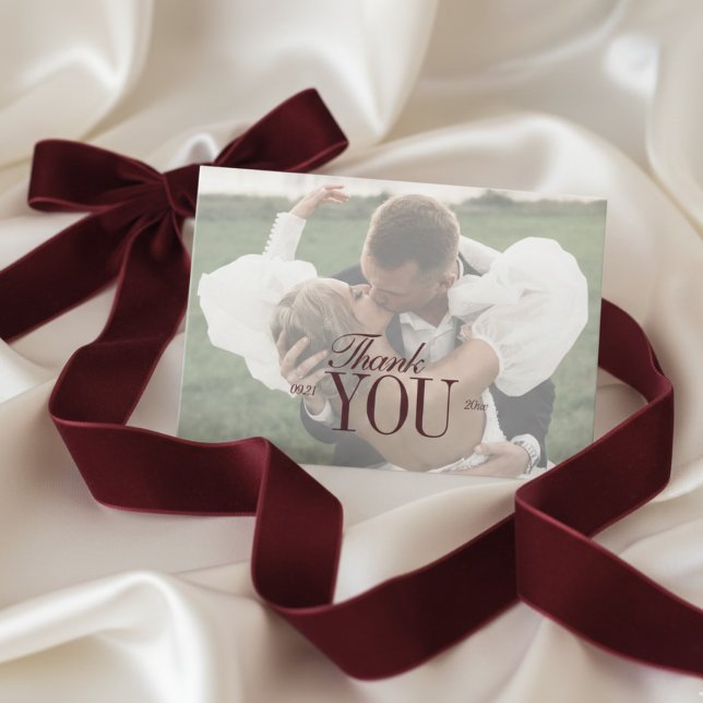 Elegant Script Overlay Double-sided Photo Thank You Card (Elegant Script Overlay Double-sided Photo Thank You Card)