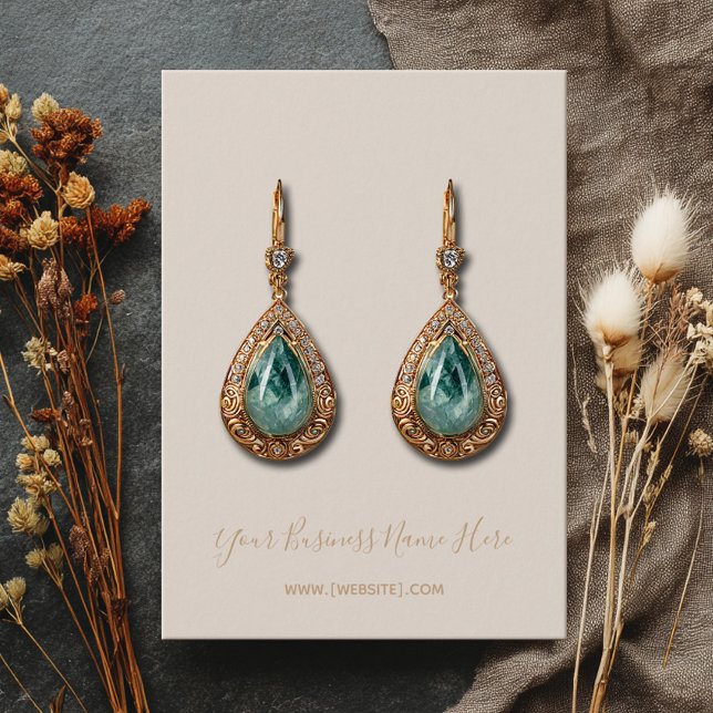 Elegant Script Pale Champagne Earring Card (Creator Uploaded)