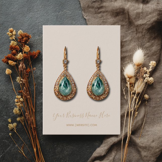 Elegant Script Pale Champagne Earring Card (Creator Uploaded)