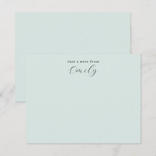 Elegant Script Pale Mint Green Personalised Flat Card