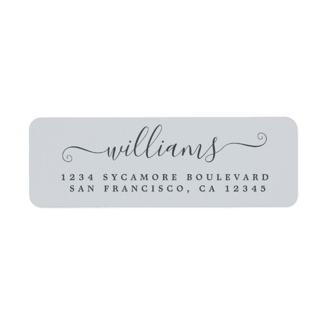 Elegant Script Pastel Blue Family Return Address (Front)