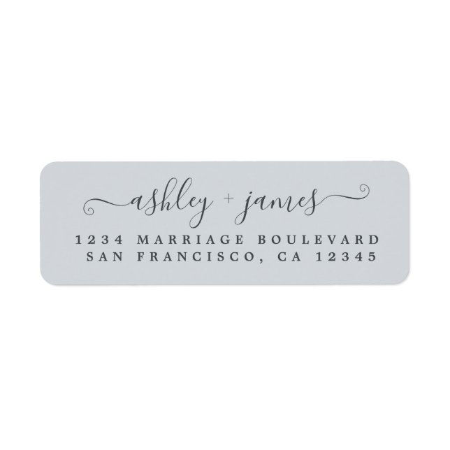 Elegant Script Pastel Blue Wedding Return Address (Front)