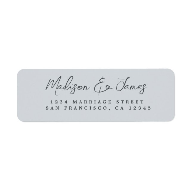 Elegant Script Pastel Blue Wedding Return Address (Front)