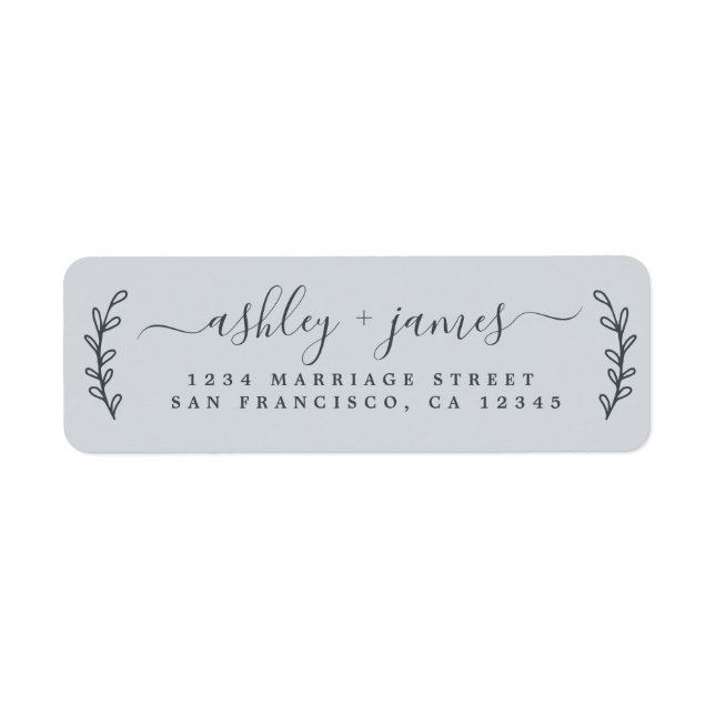 Elegant Script Pastel Blue Wedding Return Address (Front)