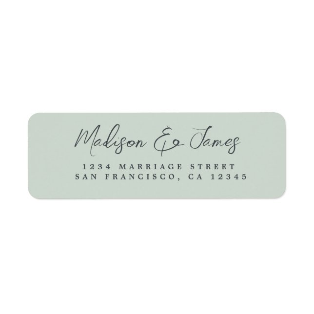 Elegant Script Pastel Green Wedding Return Address (Front)