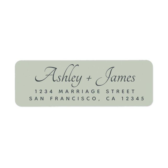 Elegant Script Pastel Green Wedding Return Address (Front)