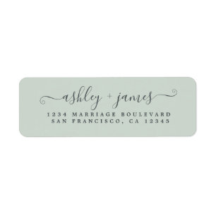 Elegant Script Pastel Green Wedding Return Address