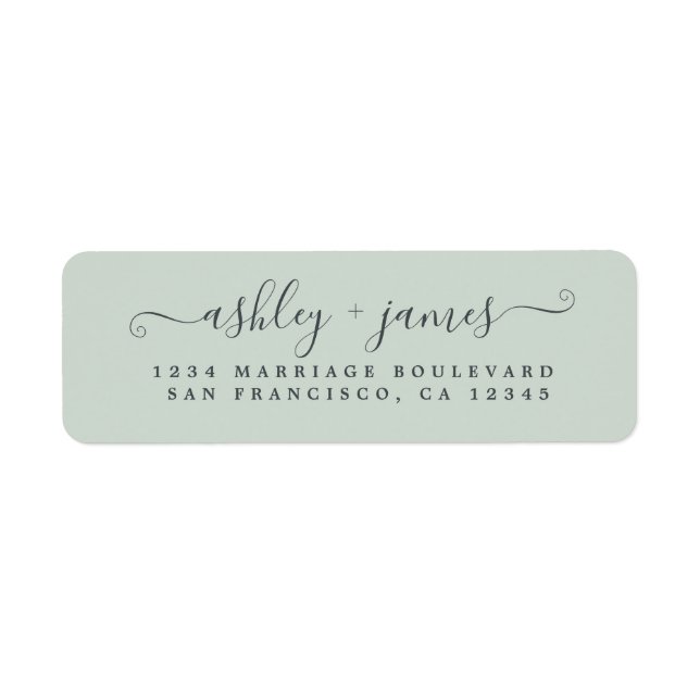Elegant Script Pastel Green Wedding Return Address (Front)